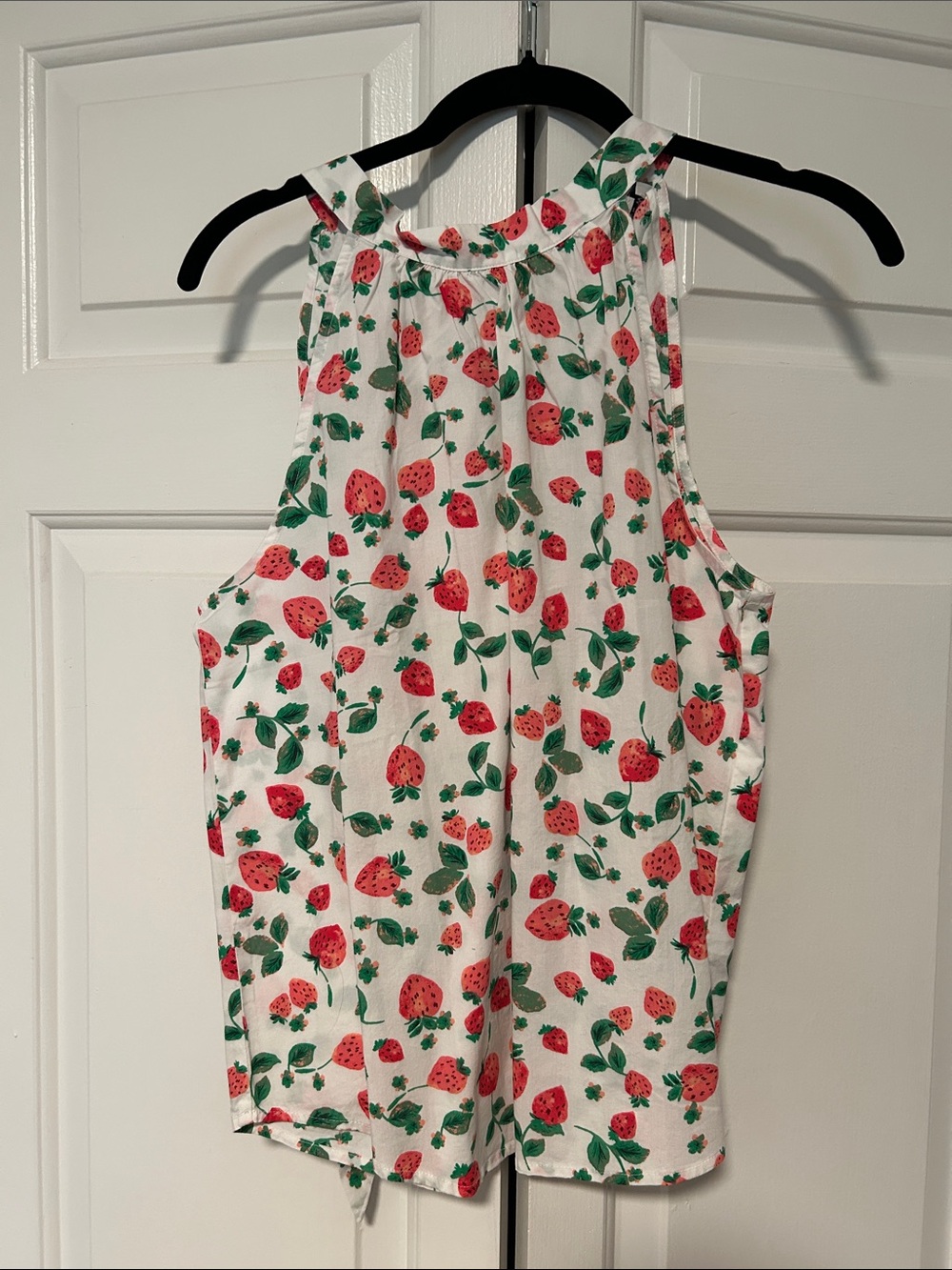 LOFT White Strawberry Print Sleeveless Blouse